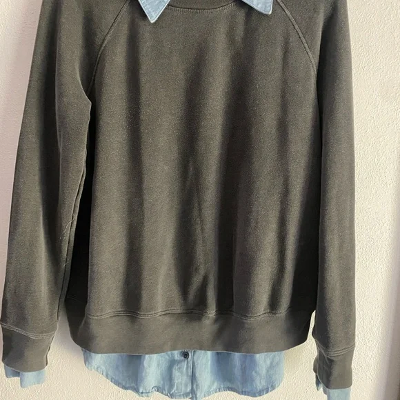 NSF Charcoal Sweatshirt with Light Blue Collar - Picture 2 of 4